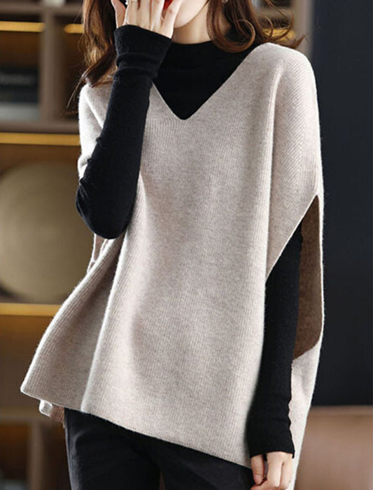 Vネックゆったりドルマンニットベスト