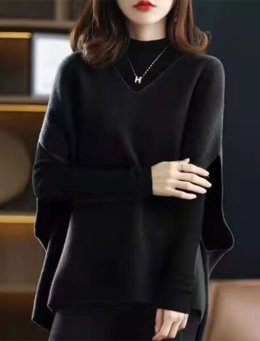 Vネックゆったりドルマンニットベスト