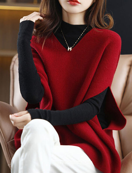 Vネックゆったりドルマンニットベスト