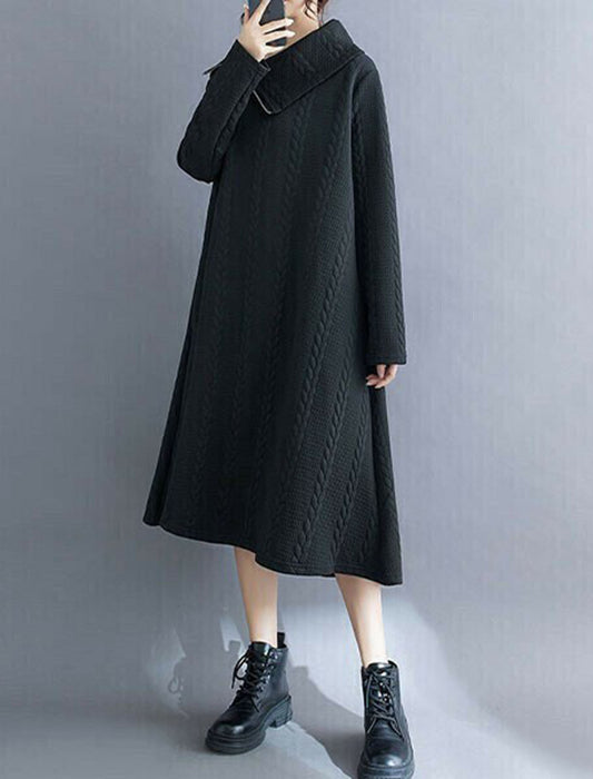 オフタートルジッパーケーブルチュニックワンピ