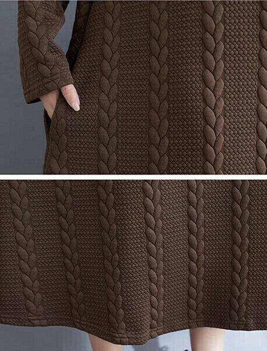 オフタートルジッパーケーブルチュニックワンピ