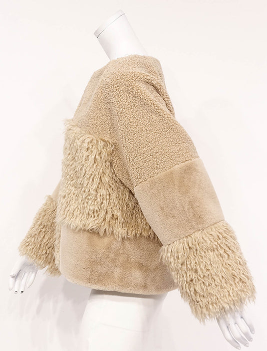 ＜SPECCHIO＞異素材MIXシャギーファーショートコート