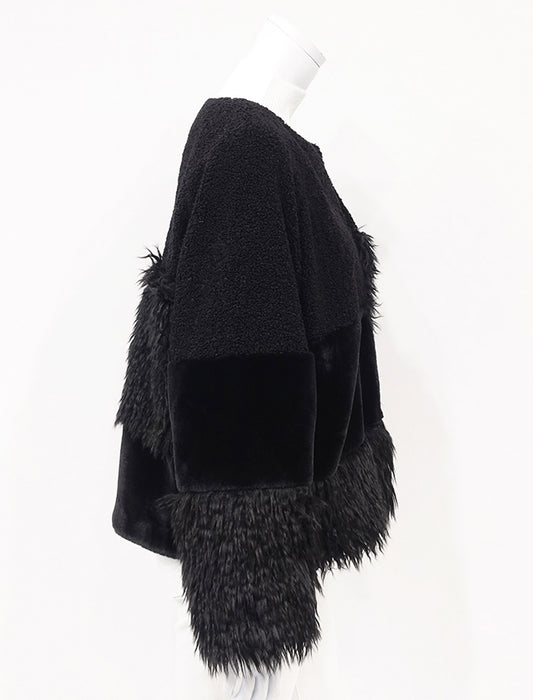 ＜SPECCHIO＞異素材MIXシャギーファーショートコート