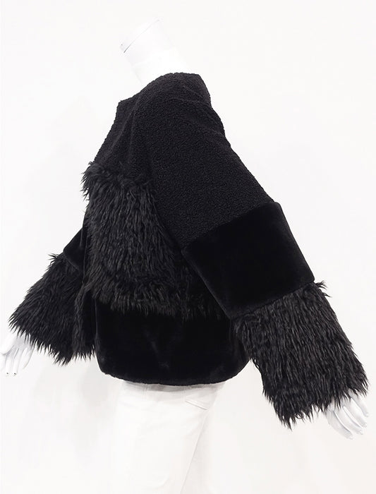 ＜SPECCHIO＞異素材MIXシャギーファーショートコート