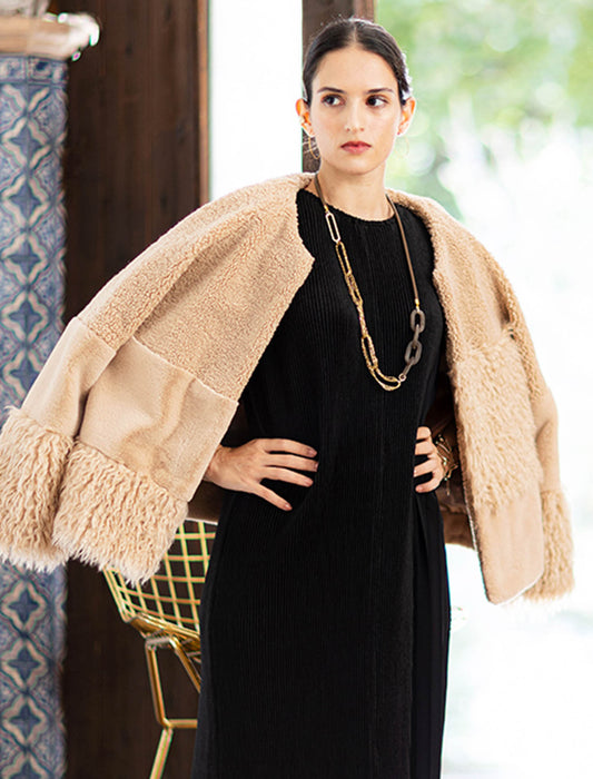 ＜SPECCHIO＞異素材MIXシャギーファーショートコート