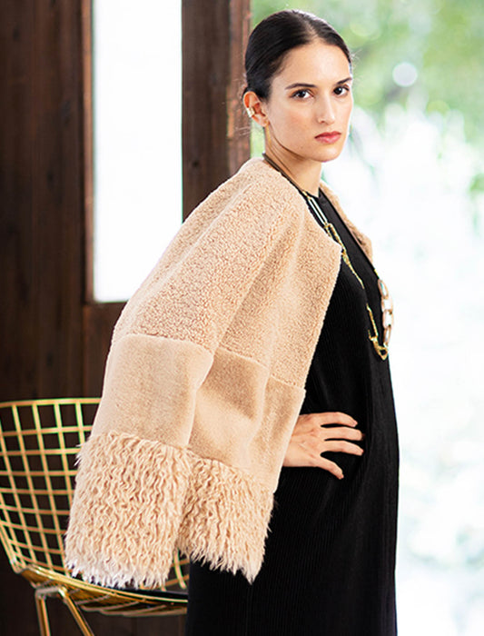 ＜SPECCHIO＞異素材MIXシャギーファーショートコート