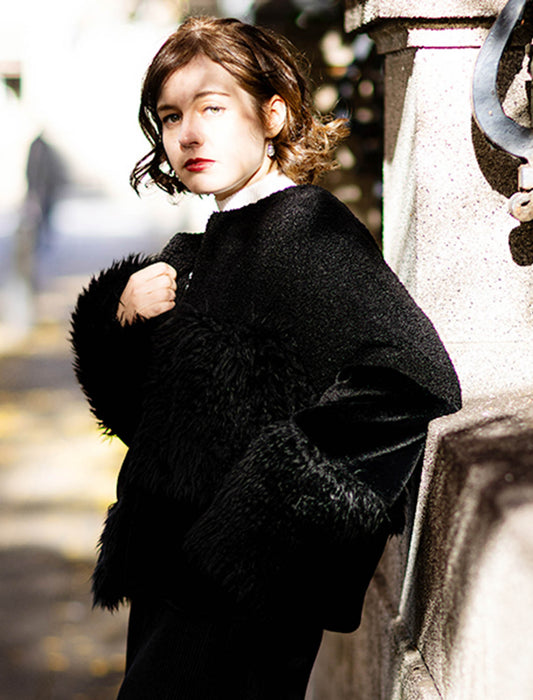 ＜SPECCHIO＞異素材MIXシャギーファーショートコート