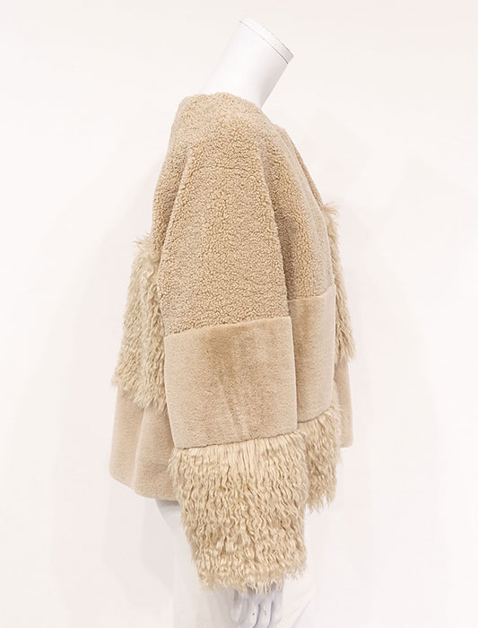 ＜SPECCHIO＞異素材MIXシャギーファーショートコート