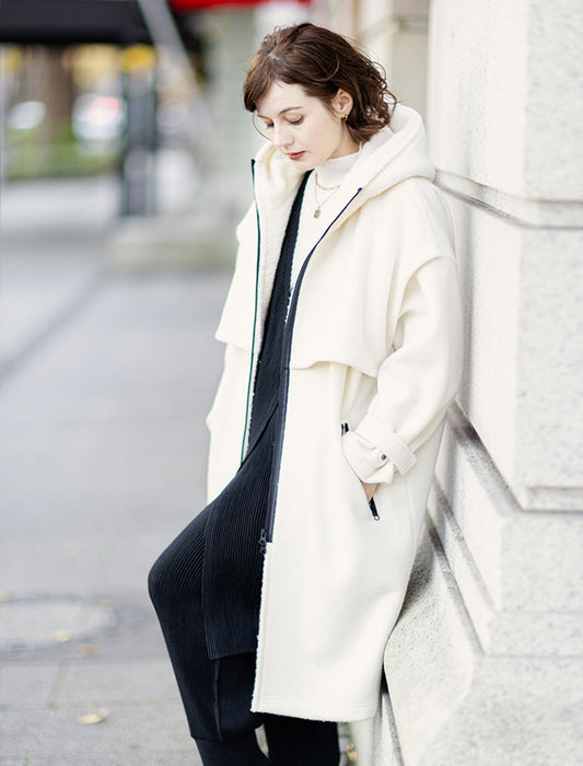 ＜SPECCHIO＞シープボア フーデッドコクーンコート　