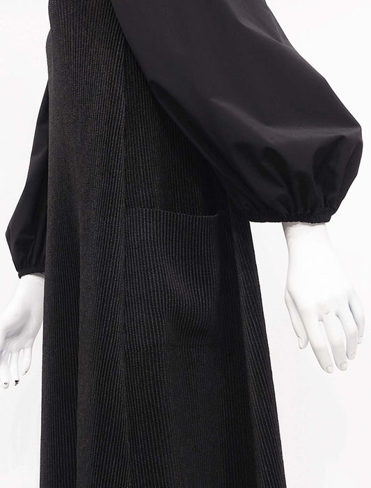 ＜SPECCHIO＞ストレッチタフタ切替 パフスリーブ シャトルワンピース