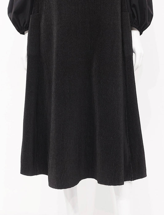 ＜SPECCHIO＞ストレッチタフタ切替 パフスリーブ シャトルワンピース