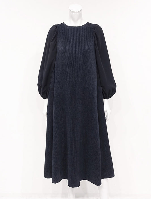 ＜SPECCHIO＞ストレッチタフタ切替 パフスリーブ シャトルワンピース