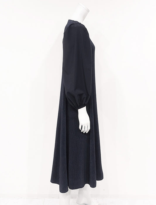 ＜SPECCHIO＞ストレッチタフタ切替 パフスリーブ シャトルワンピース