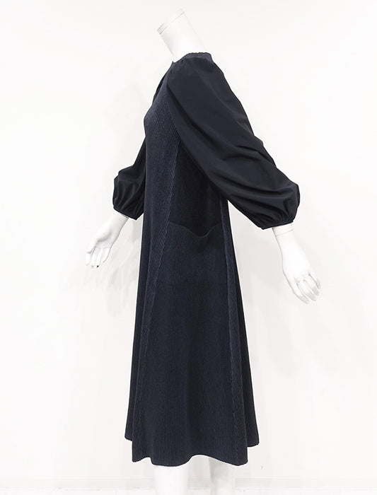 ＜SPECCHIO＞ストレッチタフタ切替 パフスリーブ シャトルワンピース