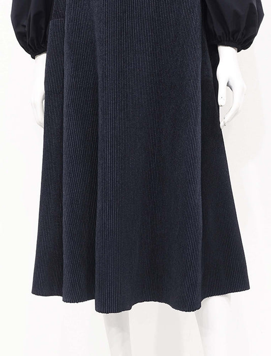 ＜SPECCHIO＞ストレッチタフタ切替 パフスリーブ シャトルワンピース