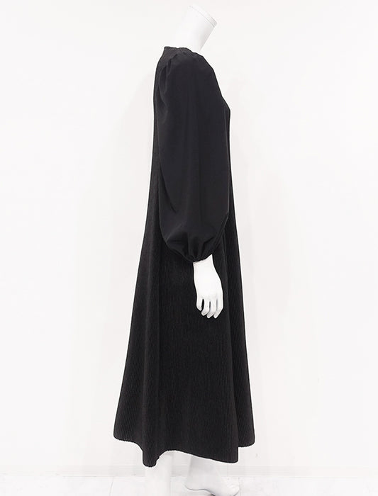 ＜SPECCHIO＞ストレッチタフタ切替 パフスリーブ シャトルワンピース