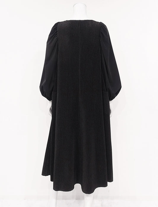 ＜SPECCHIO＞ストレッチタフタ切替 パフスリーブ シャトルワンピース