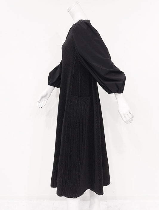 ＜SPECCHIO＞ストレッチタフタ切替 パフスリーブ シャトルワンピース