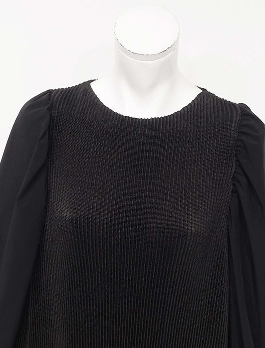 ＜SPECCHIO＞ストレッチタフタ切替 パフスリーブ シャトルワンピース