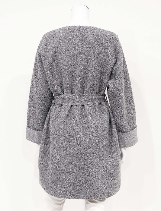 ＜SPECCHIO＞フェイクリングウール ノーカラーラップコート　