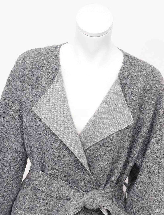 ＜SPECCHIO＞フェイクリングウール ノーカラーラップコート　