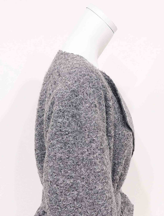 ＜SPECCHIO＞フェイクリングウール ノーカラーラップコート　