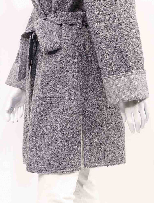 ＜SPECCHIO＞フェイクリングウール ノーカラーラップコート　