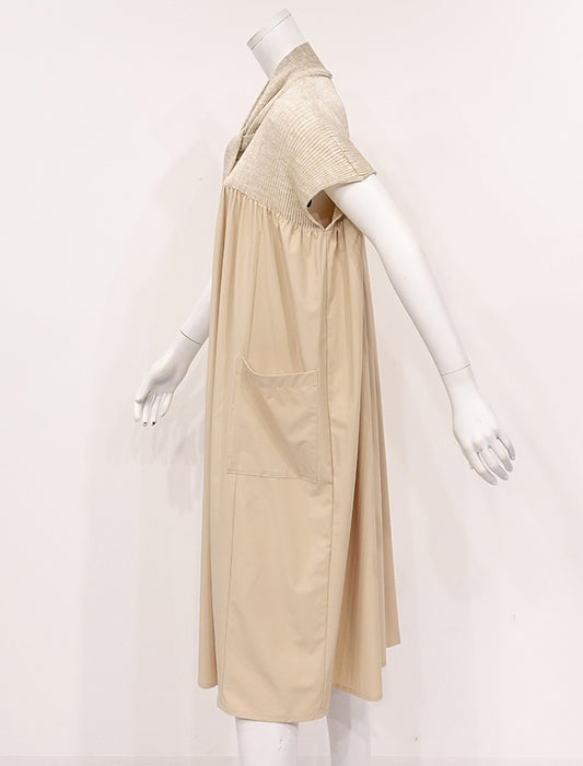 ＜SPECCHIO＞ボウタイ付きシャトル切替 ヨークギャザーストレッチタフタワンピース