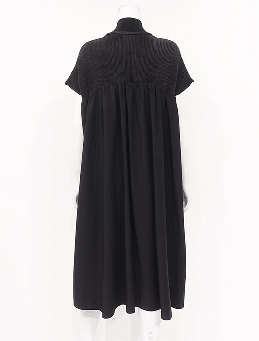 ＜SPECCHIO＞ボウタイ付きシャトル切替 ヨークギャザーストレッチタフタワンピース