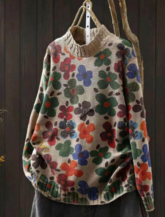 ポップなフラワー柄プルオーバー