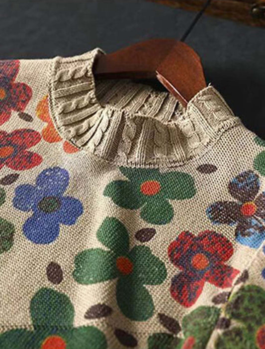 ポップなフラワー柄プルオーバー