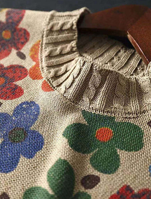 ポップなフラワー柄プルオーバー