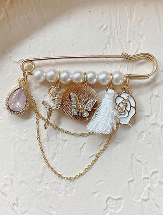 エレガントドロップチャームパールブローチ