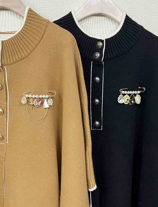 エレガントドロップチャームパールブローチ