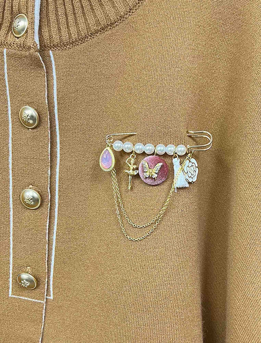 エレガントドロップチャームパールブローチ