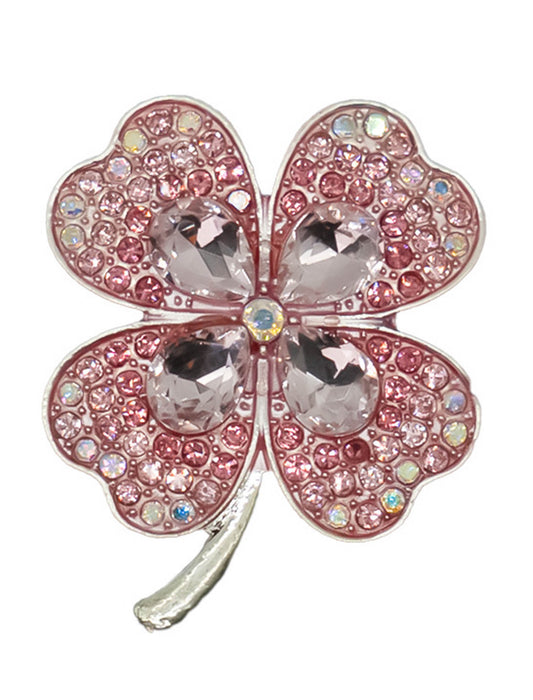 【幸運をまとう】パヴェストーンクローバーブローチ