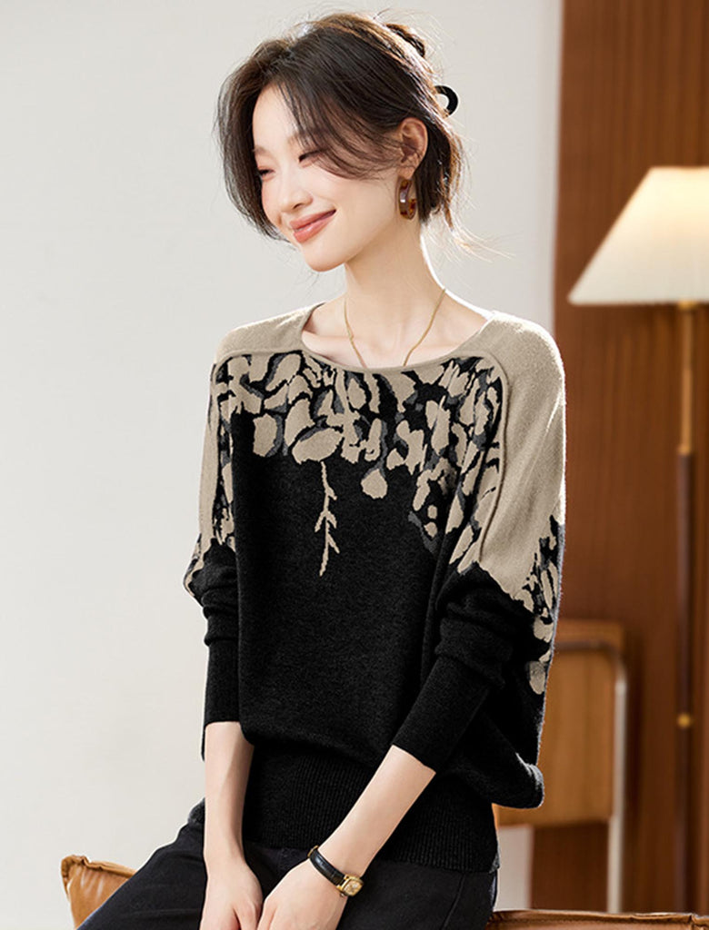 配色花柄 ドルマンスリーブ ニットプルオーバー | Northmall（ノース