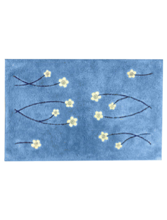 コットン素材 花柄アクセントマット　