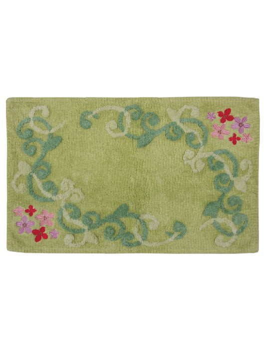 コットン素材 花柄アクセントマット　