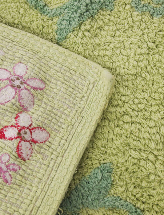 コットン素材 花柄アクセントマット　