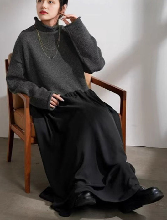 【近日入荷】ハイネックMIXニットワンピース※1月中旬入荷予定