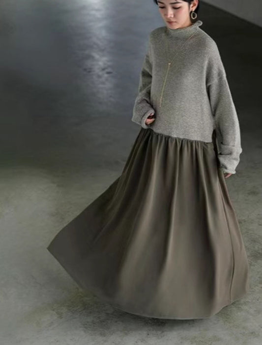 【近日入荷】ハイネックMIXニットワンピース※1月中旬入荷予定