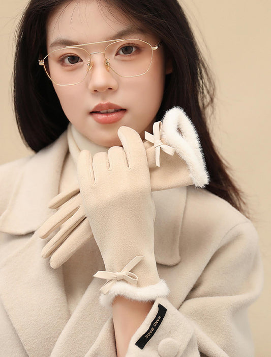 リボンアクセントグローブ（タッチスクリーン）