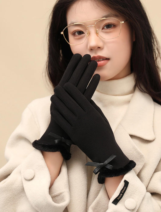 リボンアクセントグローブ（タッチスクリーン）