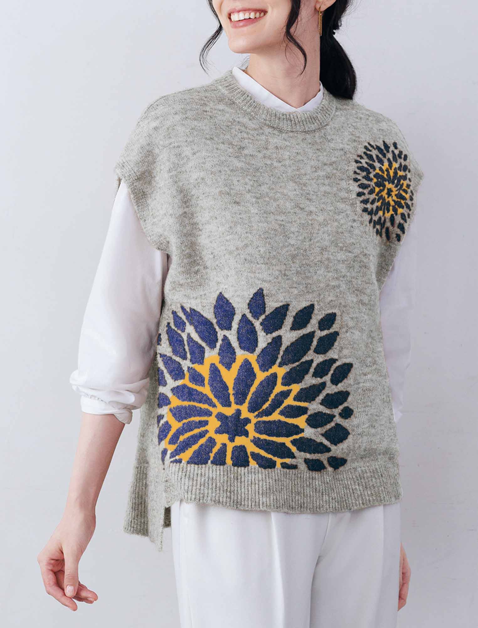 受注】ダリア柄ジャカードニットベスト | Northmall（ノースモール