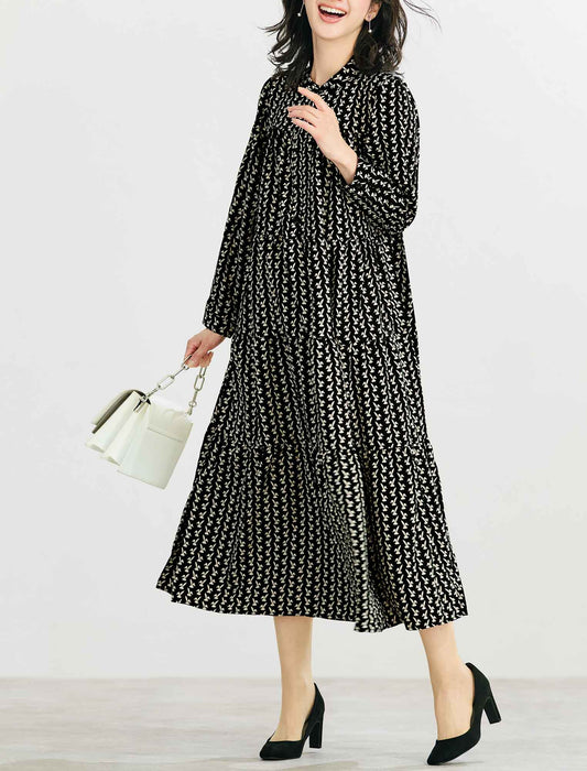 【受注】ウサギ柄ティアードワンピース