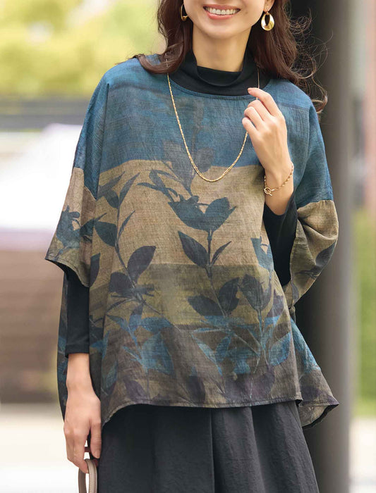 【受注】パネルボーダープリントオーバーブラウス