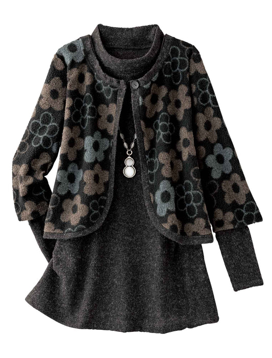 【受注】花柄起毛カットソーアンサンブル