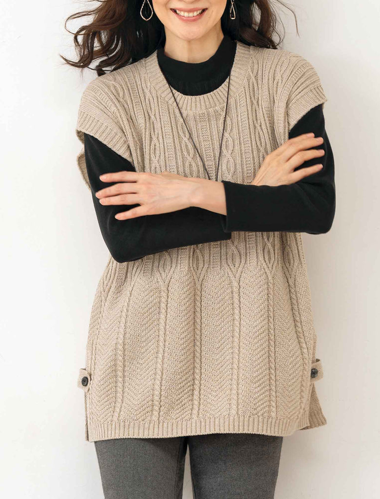 受注】編み地変化チュニックニットベスト | Northmall（ノースモール