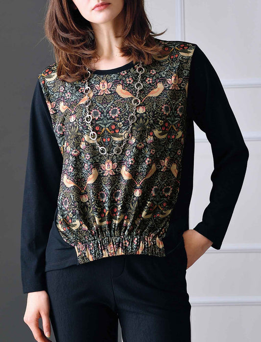 【受注】ウイリアムモリスイチゴ泥棒柄プリントプルオーバー